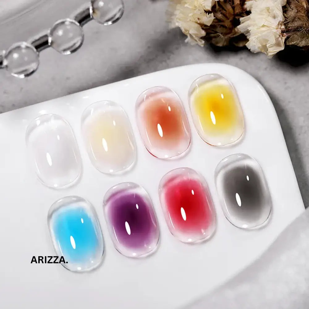 Women Milky white Gradient Nails Glitter