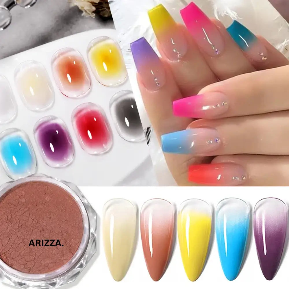 Women Milky white Gradient Nails Glitter