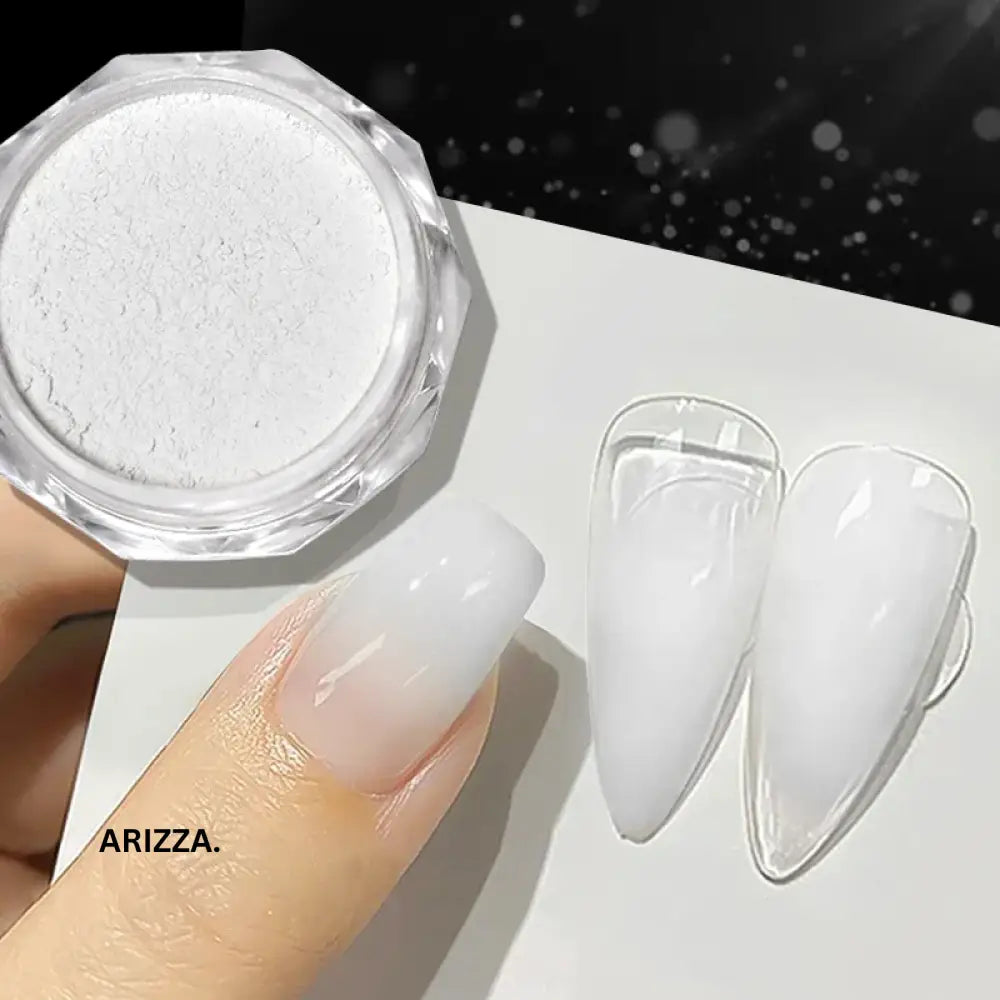 Women Milky white Gradient Nails Glitter Milky white