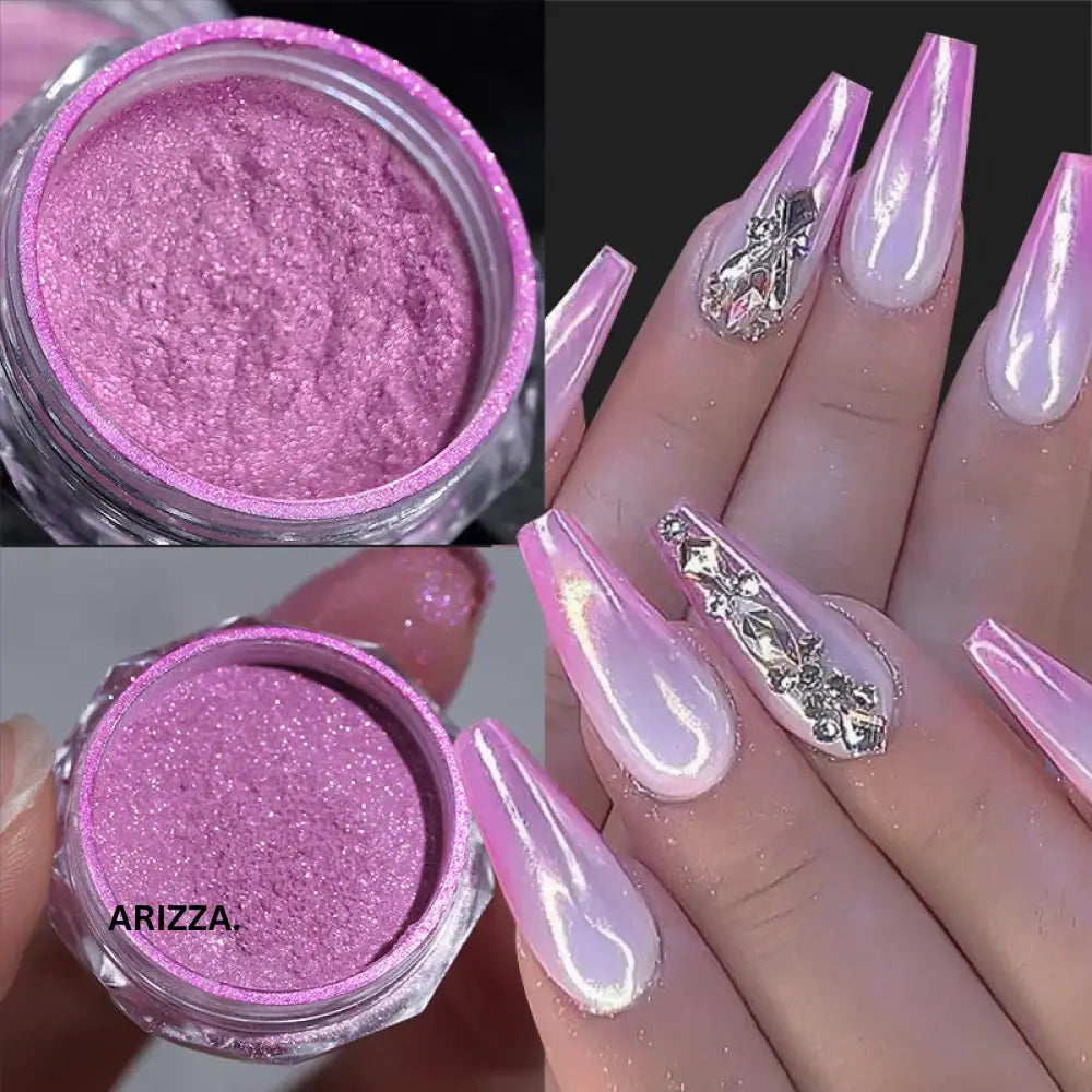 Women Milky white Gradient Nails Glitter Gradient C03