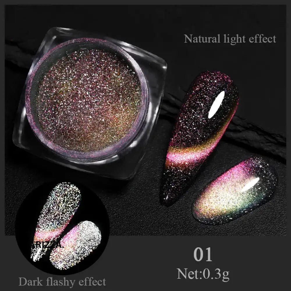 Women Milky white Gradient Nails Glitter Chameleon 01