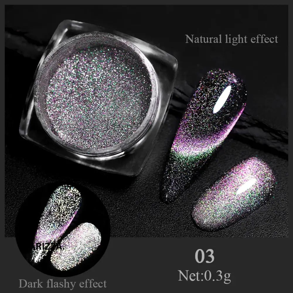 Women Milky white Gradient Nails Glitter Chameleon 03