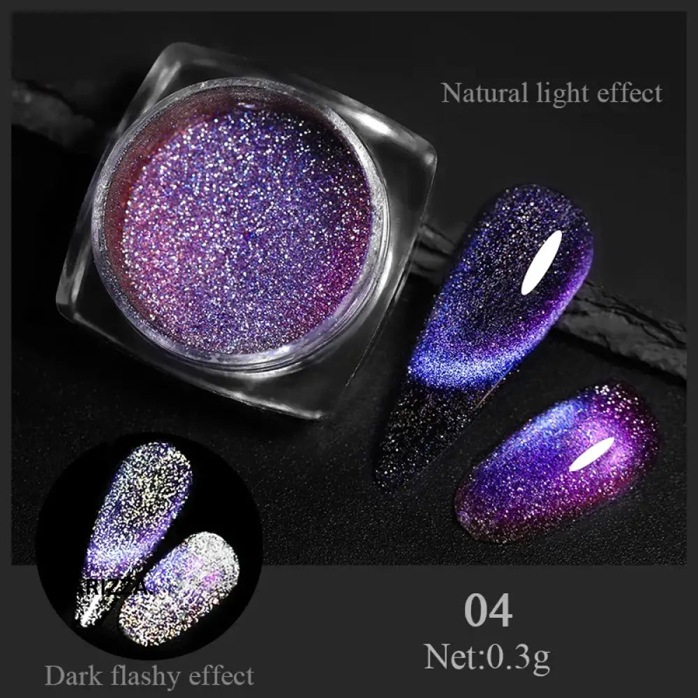 Women Milky white Gradient Nails Glitter Chameleon 04