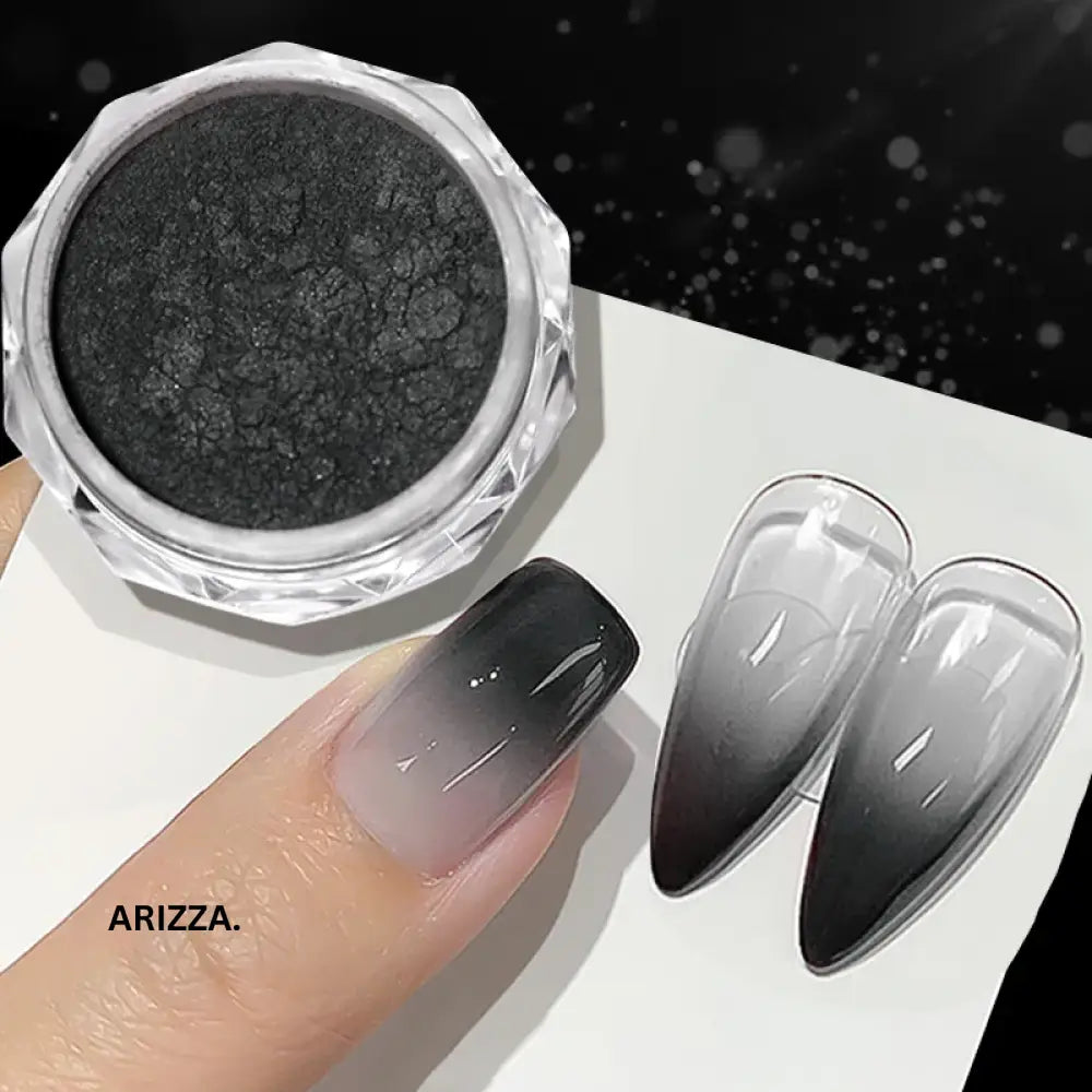 Women Milky white Gradient Nails Glitter grey
