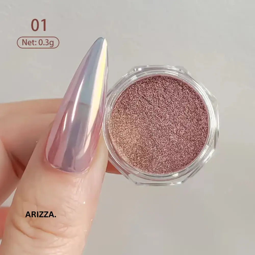 Women Milky white Gradient Nails Glitter Moonlight 01