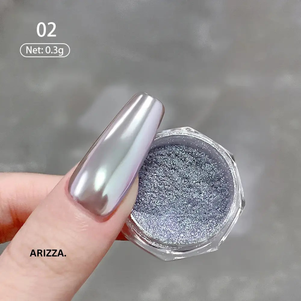 Women Milky white Gradient Nails Glitter Moonlight 02