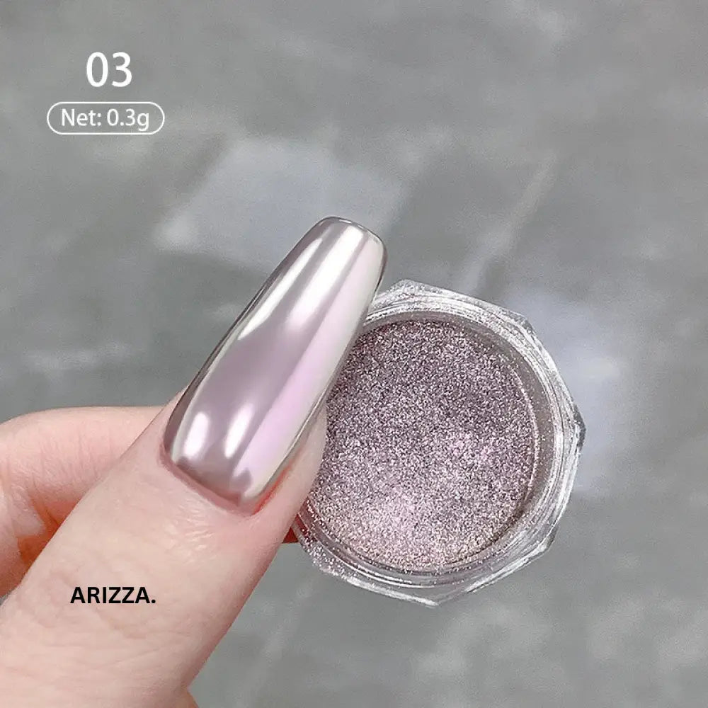 Women Milky white Gradient Nails Glitter Moonlight 03