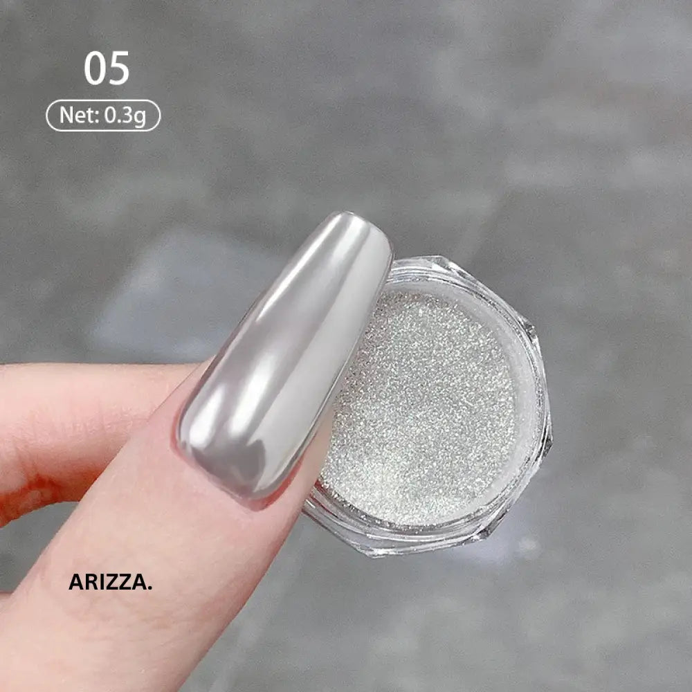Women Milky white Gradient Nails Glitter Moonlight 05