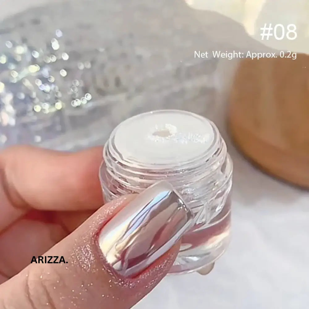 Women Milky white Gradient Nails Glitter Pearl 01
