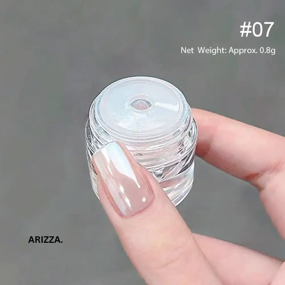 Women Milky white Gradient Nails Glitter Pearl 02