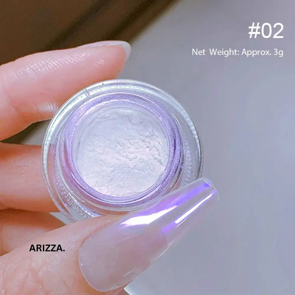 Women Milky white Gradient Nails Glitter Pearl 04
