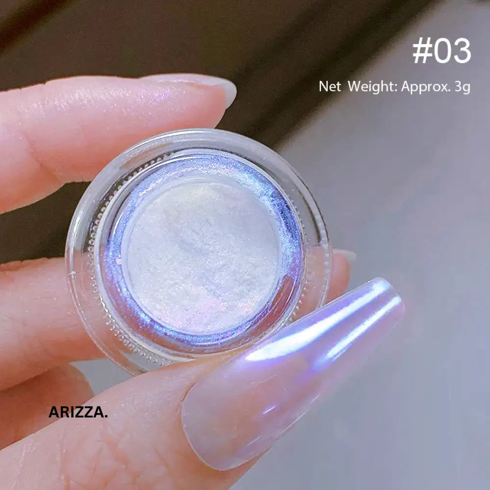 Women Milky white Gradient Nails Glitter Pearl 05