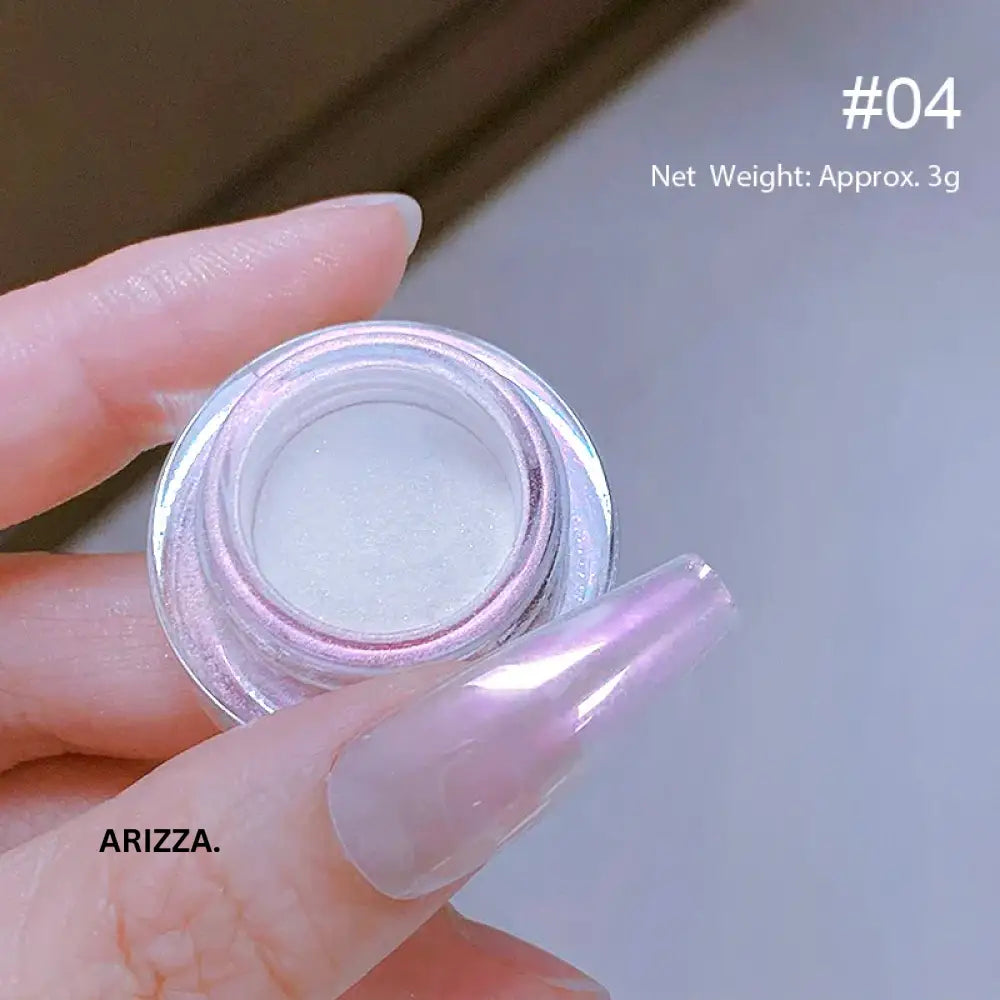 Women Milky white Gradient Nails Glitter Pearl 06