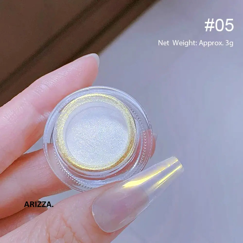 Women Milky white Gradient Nails Glitter Pearl 07