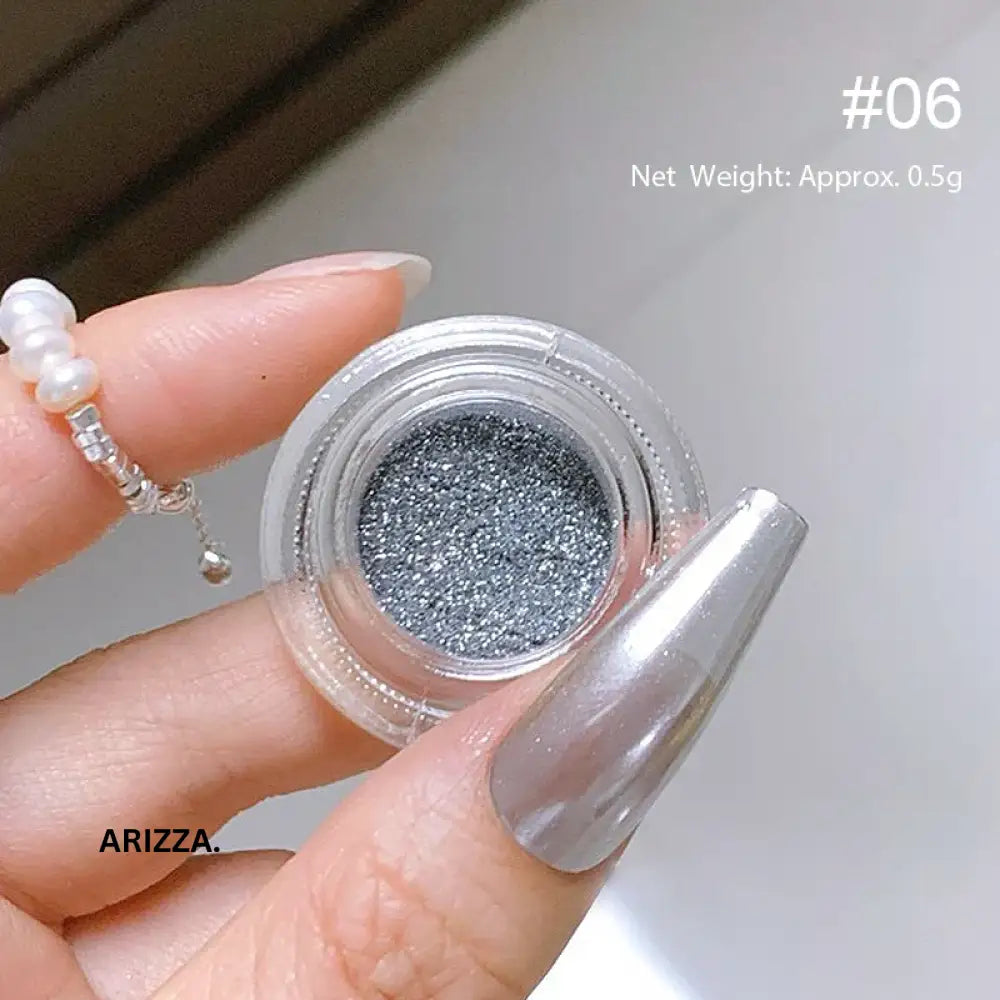 Women Milky white Gradient Nails Glitter Pearl 08