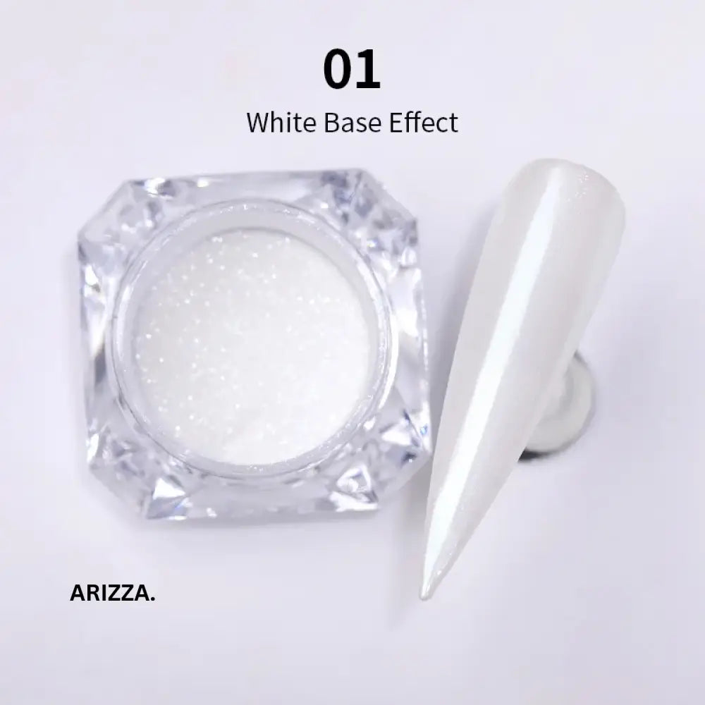 Women Milky white Gradient Nails Glitter Pearl 09