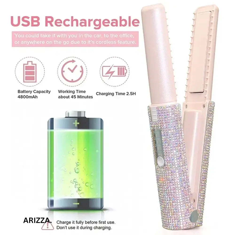 2-IN-1 Electric USB Hair Straightener Curler