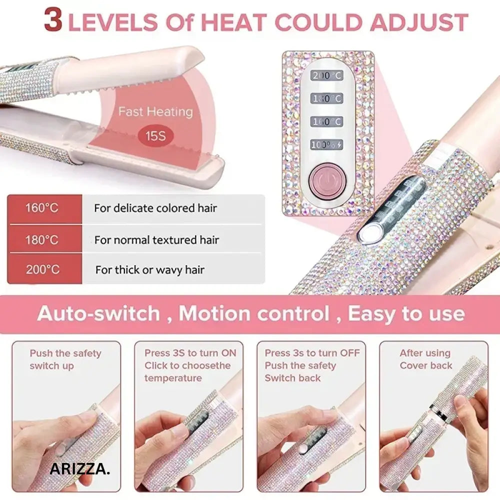 2-IN-1 Electric USB Hair Straightener Curler