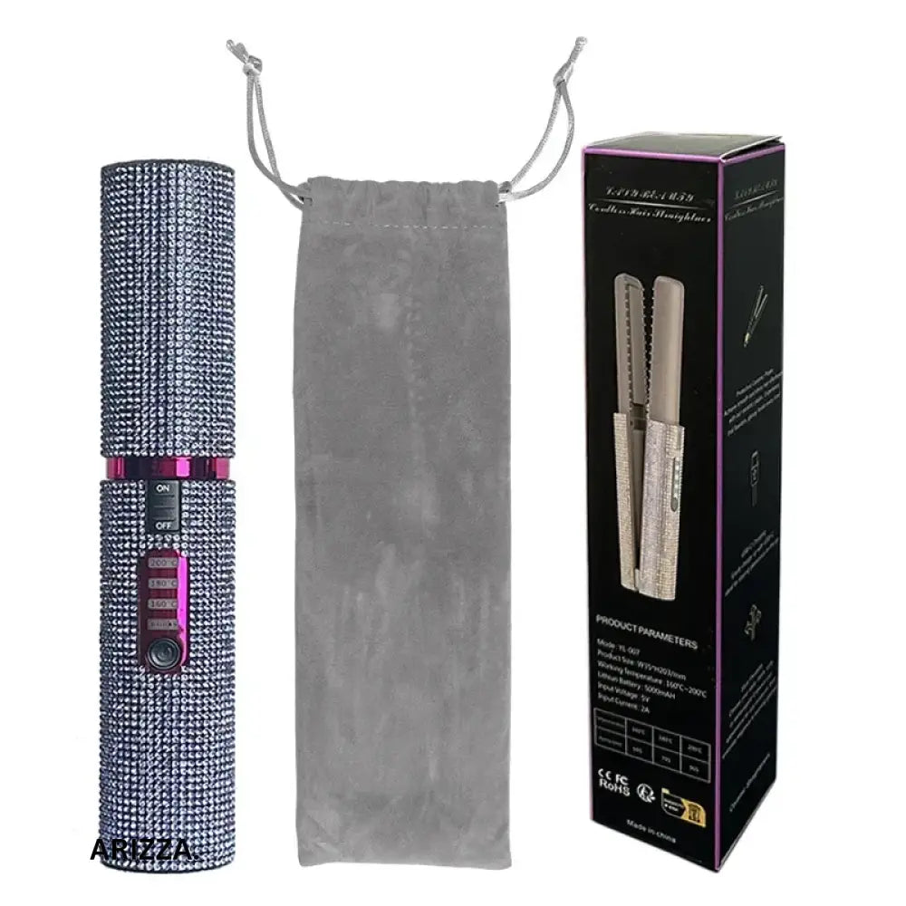 2-IN-1 Electric USB Hair Straightener Curler Blue Diamond