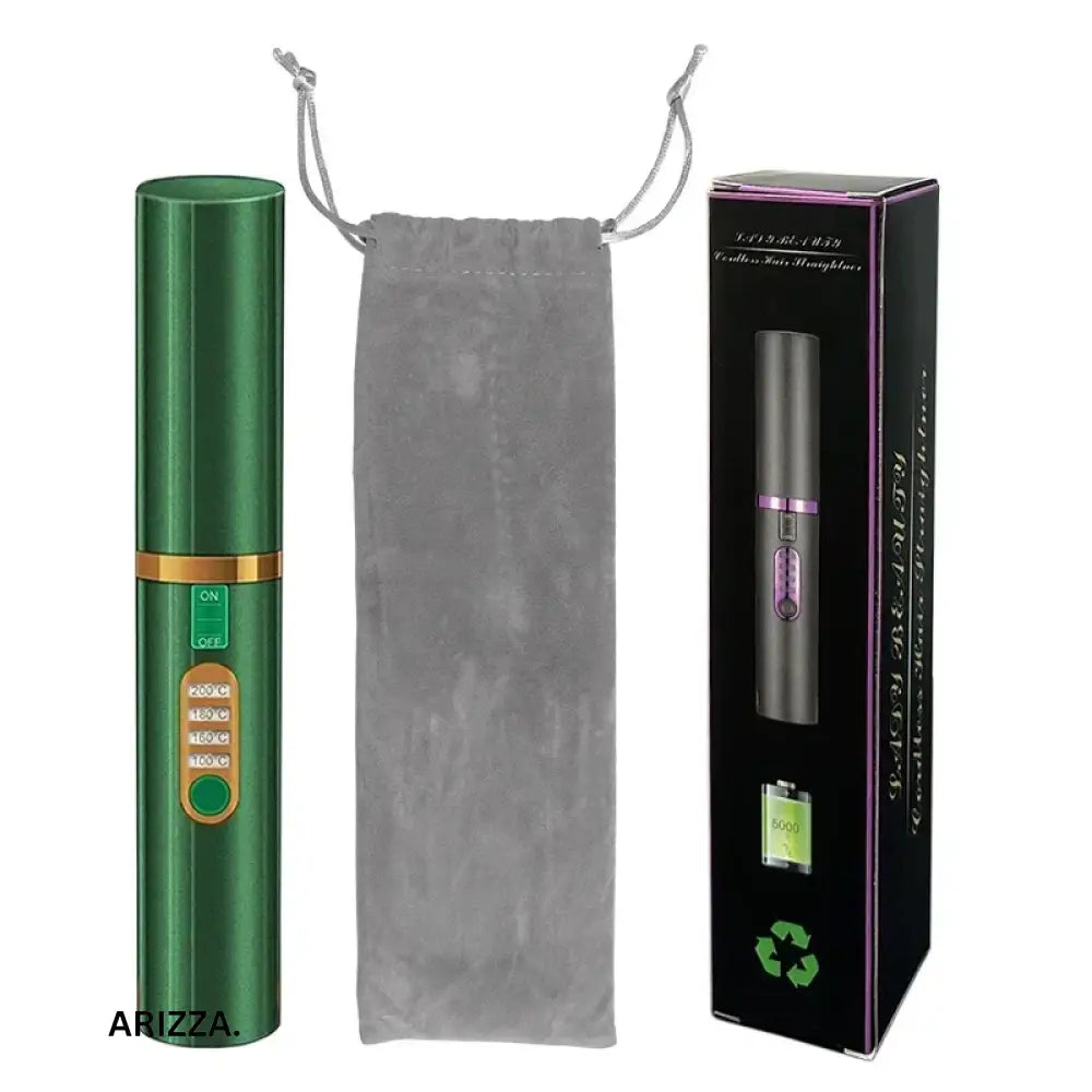 2-IN-1 Electric USB Hair Straightener Curler Green NO Diamond
