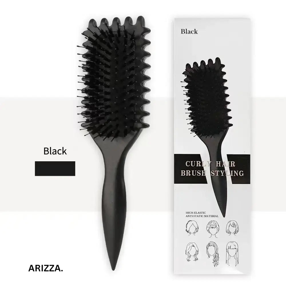 3 in 1 Curl Define Styling Brush Hollow Out Detangling Hair Brush Tangled Hair Comb Shaping Defining Curls Barber