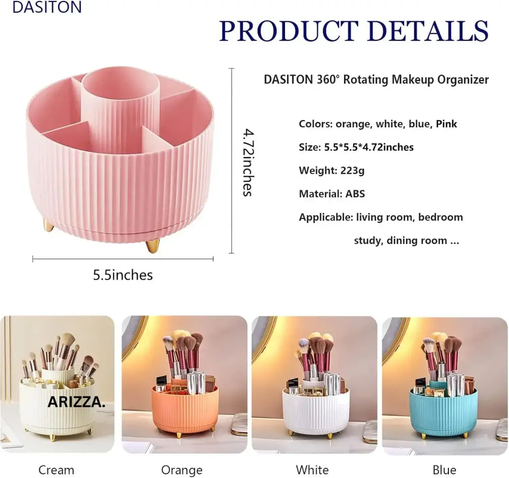 360° Rotating Makeup Tool Storage Box Organizer