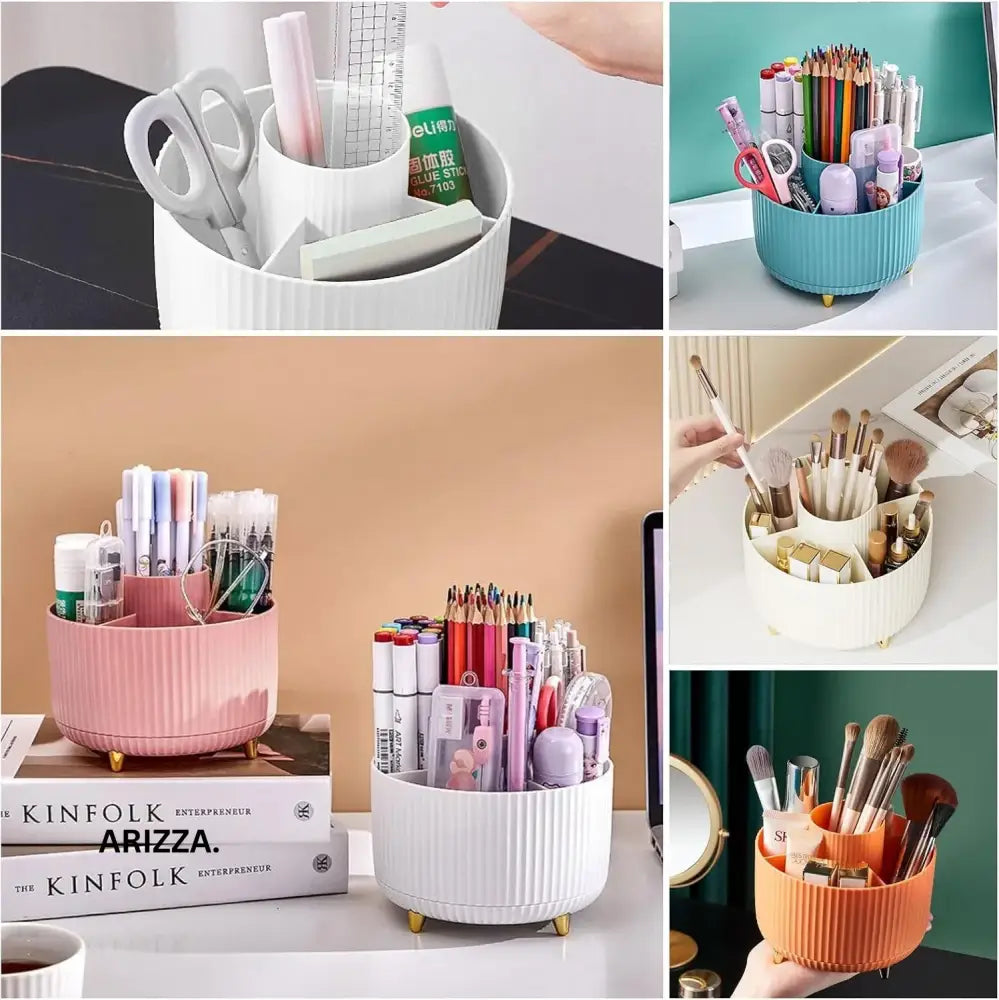 360° Rotating Makeup Tool Storage Box Organizer
