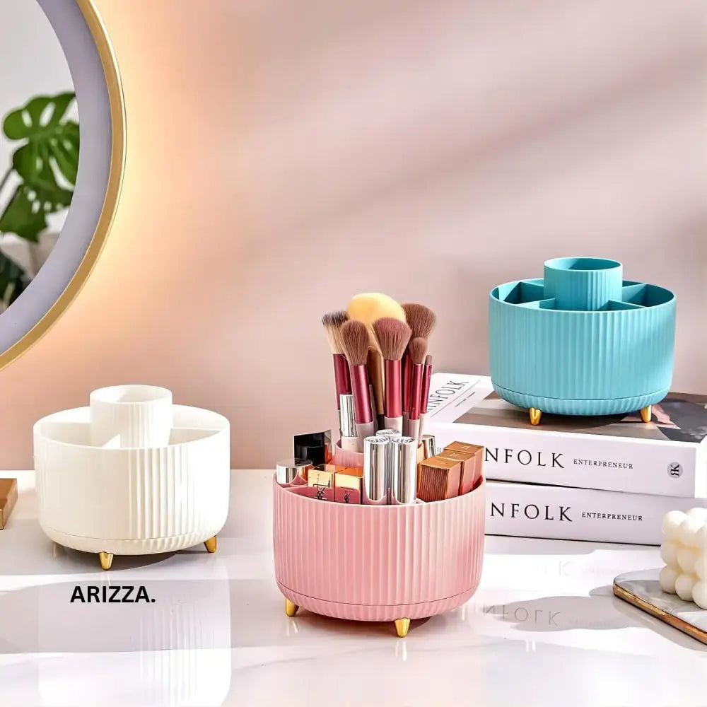 360° Rotating Makeup Tool Storage Box Organizer