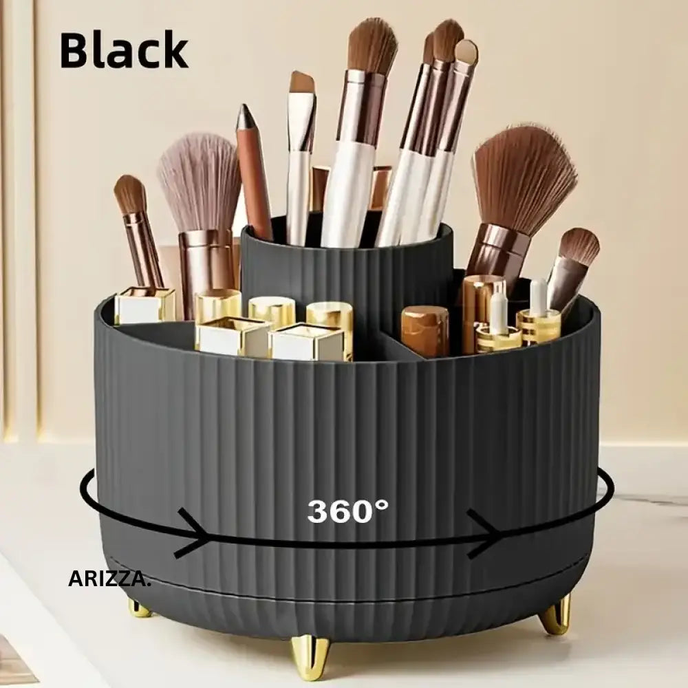 360° Rotating Makeup Tool Storage Box Organizer 360 Black