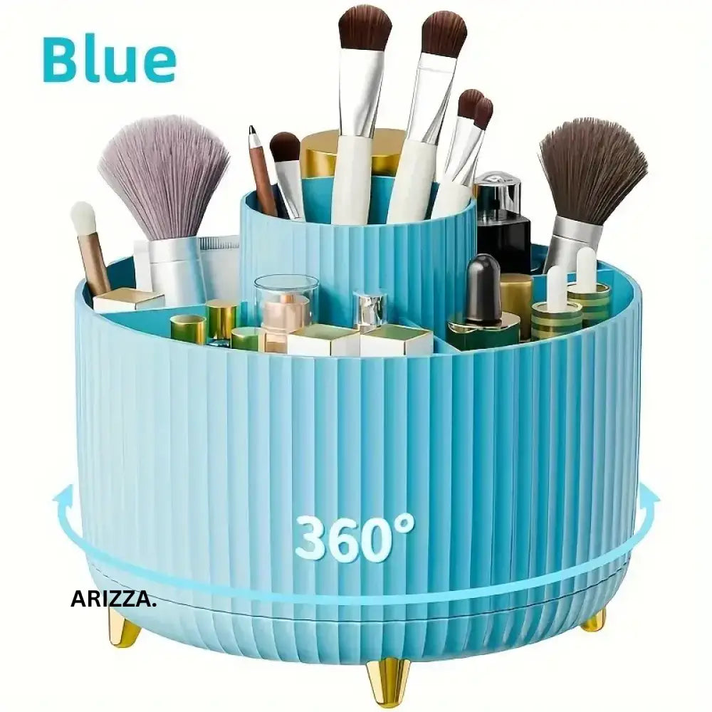 360° Rotating Makeup Tool Storage Box Organizer 360 Blue