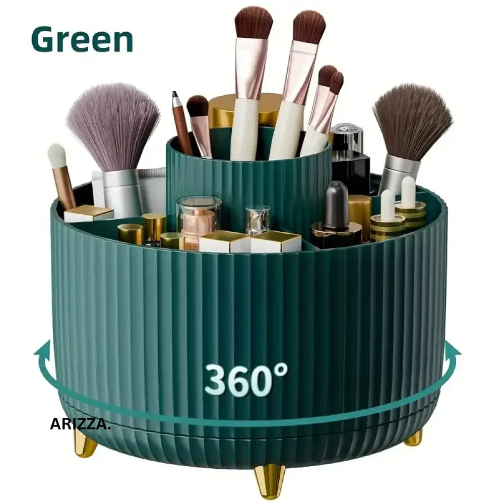 360° Rotating Makeup Tool Storage Box Organizer 360 Green