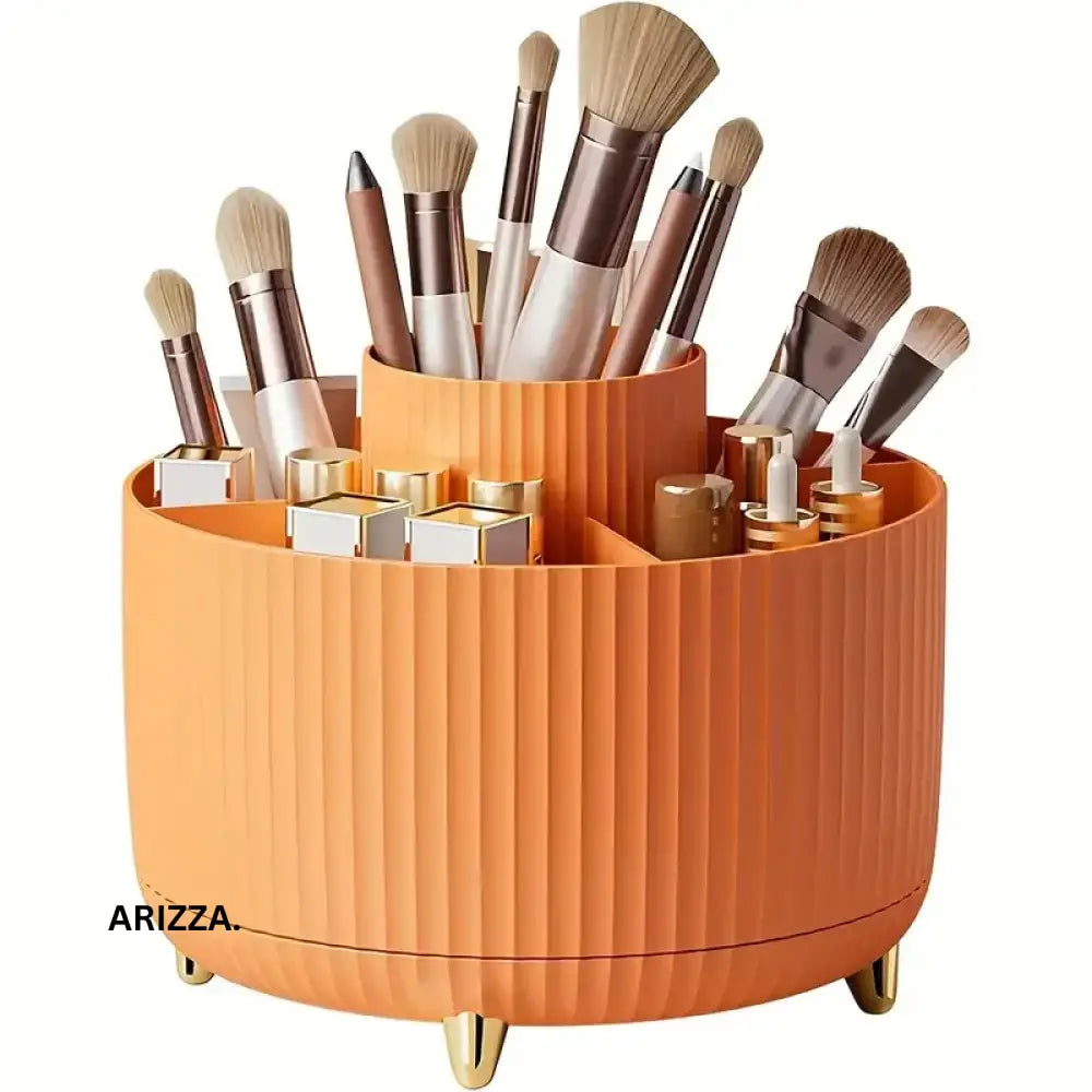 360° Rotating Makeup Tool Storage Box Organizer 360 orange