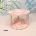 360° Rotating Makeup Tool Storage Box Organizer pink grid