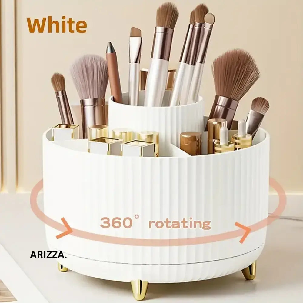 360° Rotating Makeup Tool Storage Box Organizer 360 White