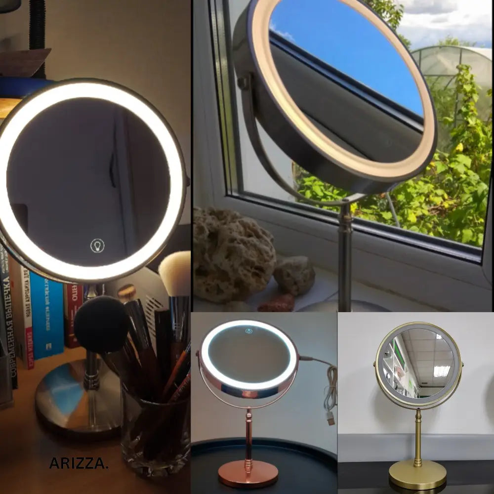 Adjustable Light Standing Makeup Mirror