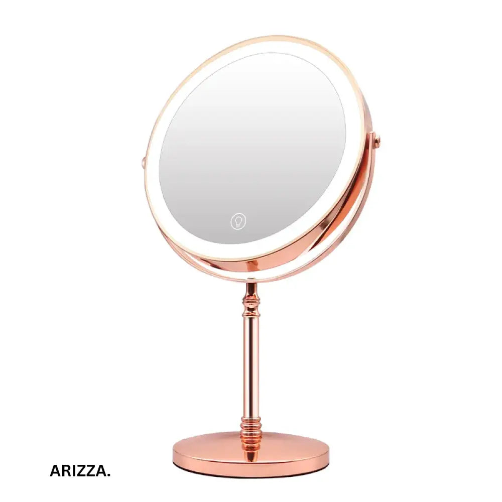 Adjustable Light Standing Makeup Mirror Rose gold Tri-light