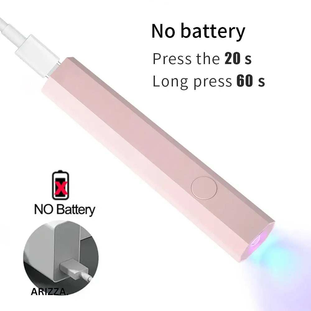 Convenient Handheld Nail Dryer Lamp No battery Pink