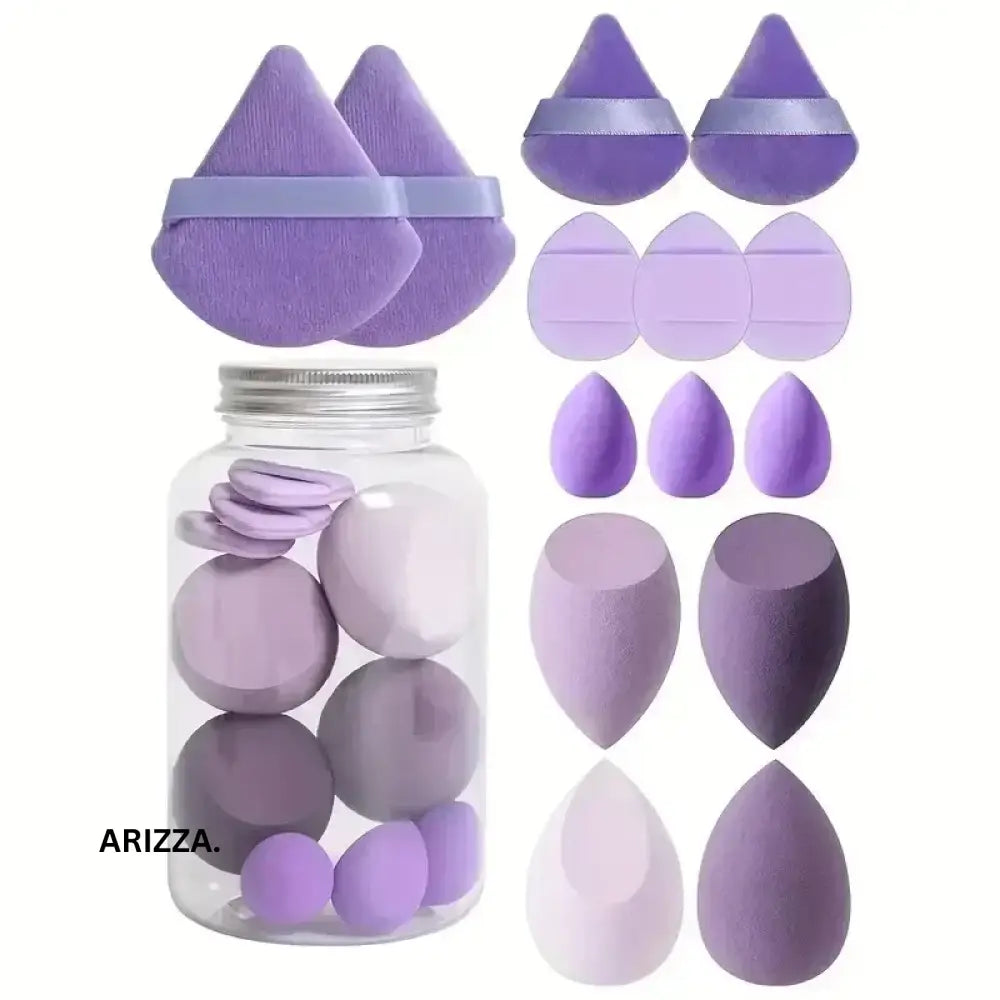 Cosmetic Puff Foundation Makeup Sponge 14Pcs Purple in box