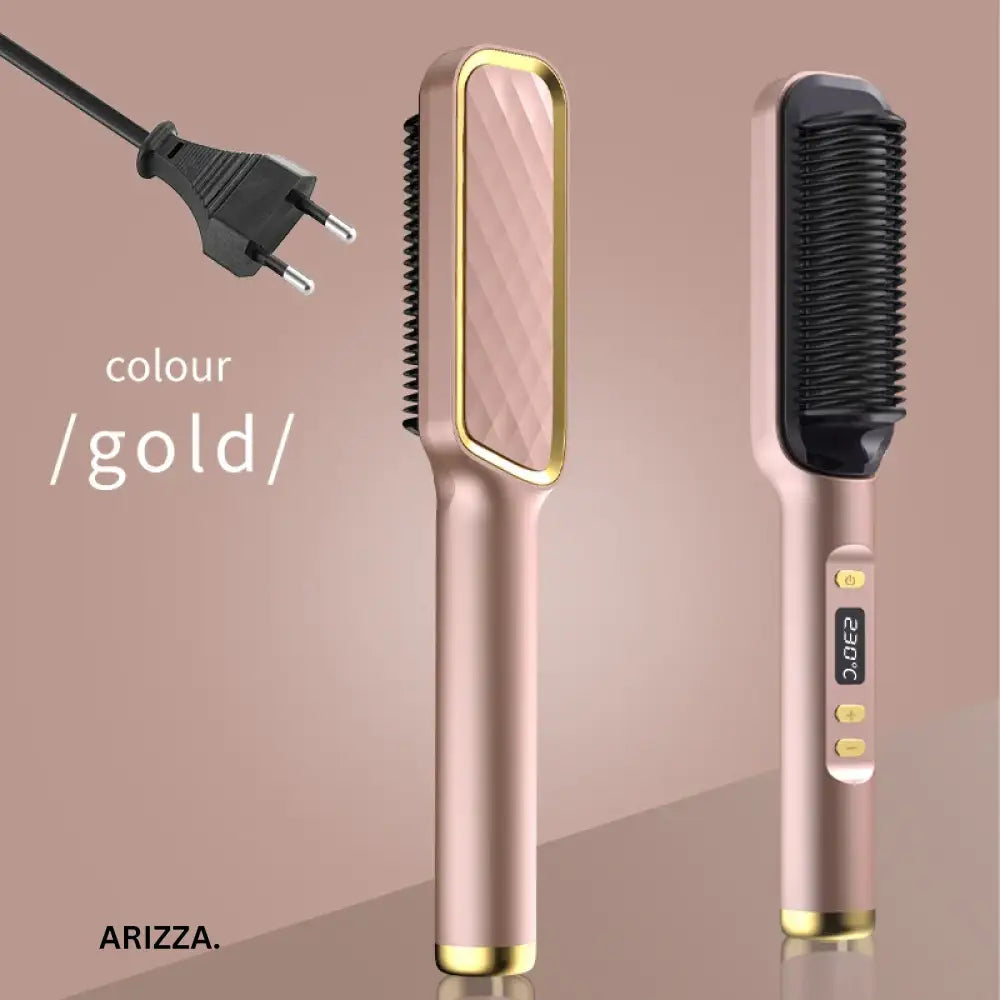 Electric Multifunctional Straight Hair Hot Comb Champagne color EU