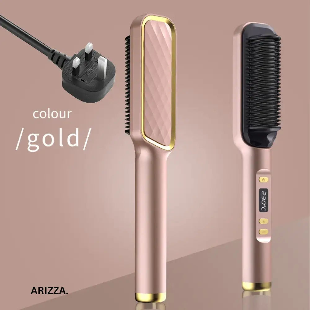 Electric Multifunctional Straight Hair Hot Comb Champagne color UK