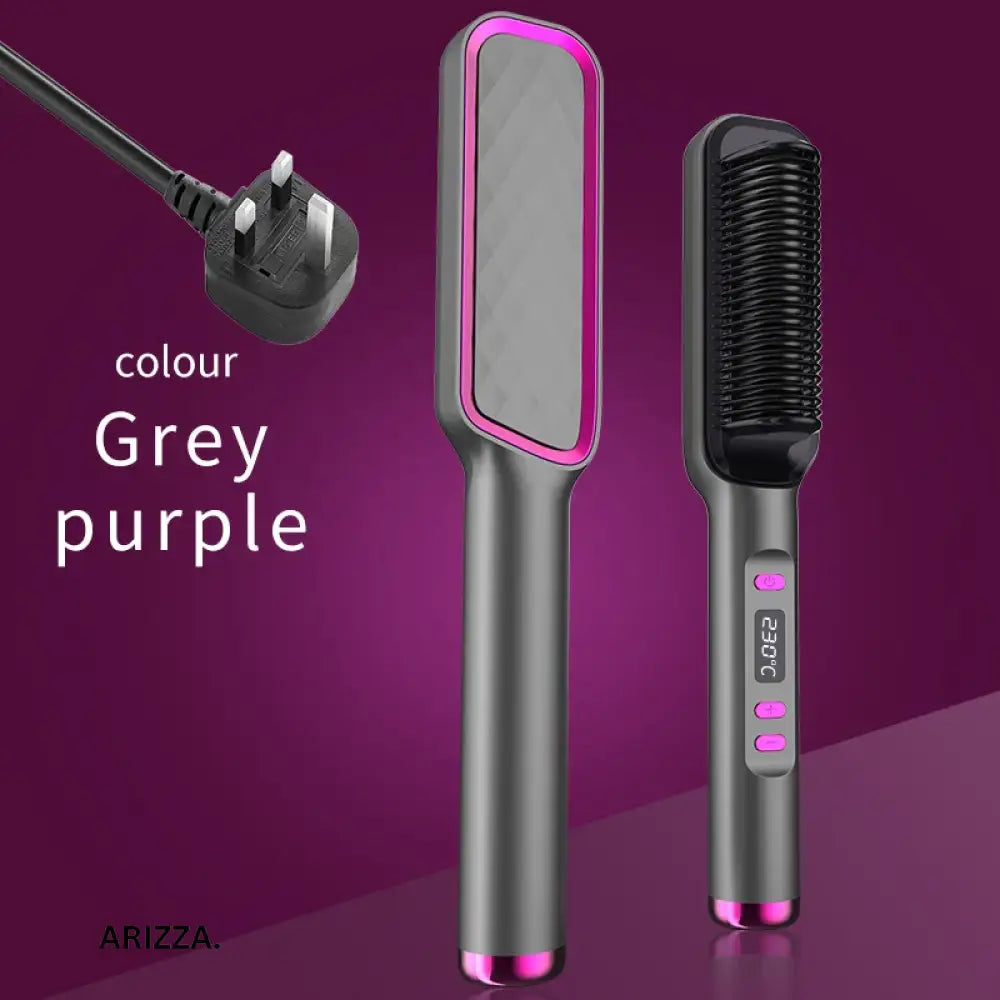 Electric Multifunctional Straight Hair Hot Comb Grey Purple UK