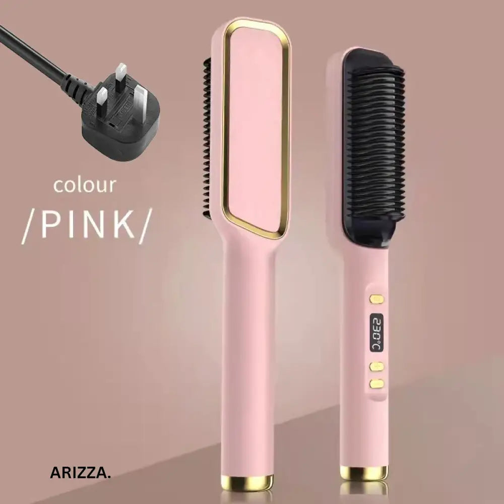 Electric Multifunctional Straight Hair Hot Comb Pink UK