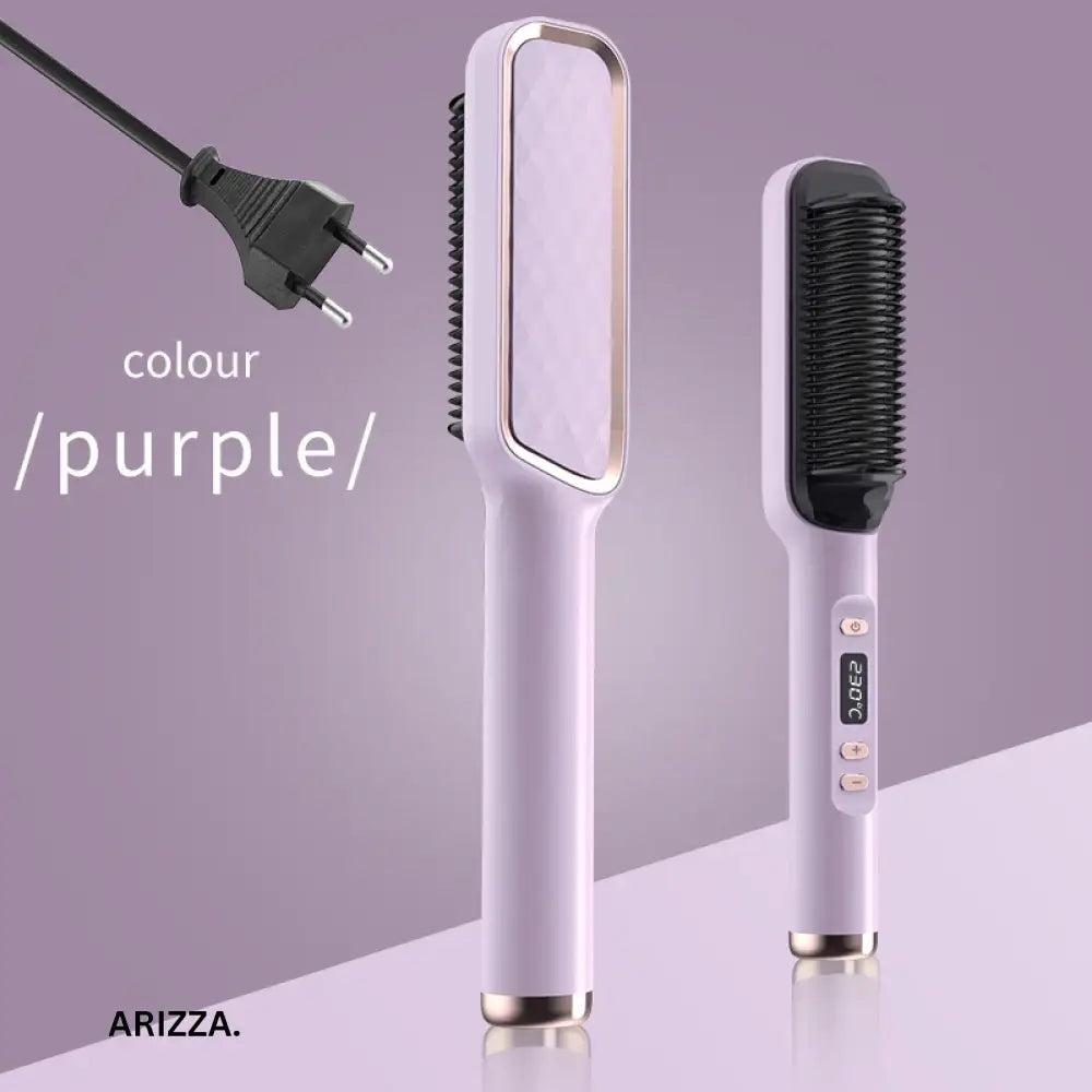 Electric Multifunctional Straight Hair Hot Comb Purple EU
