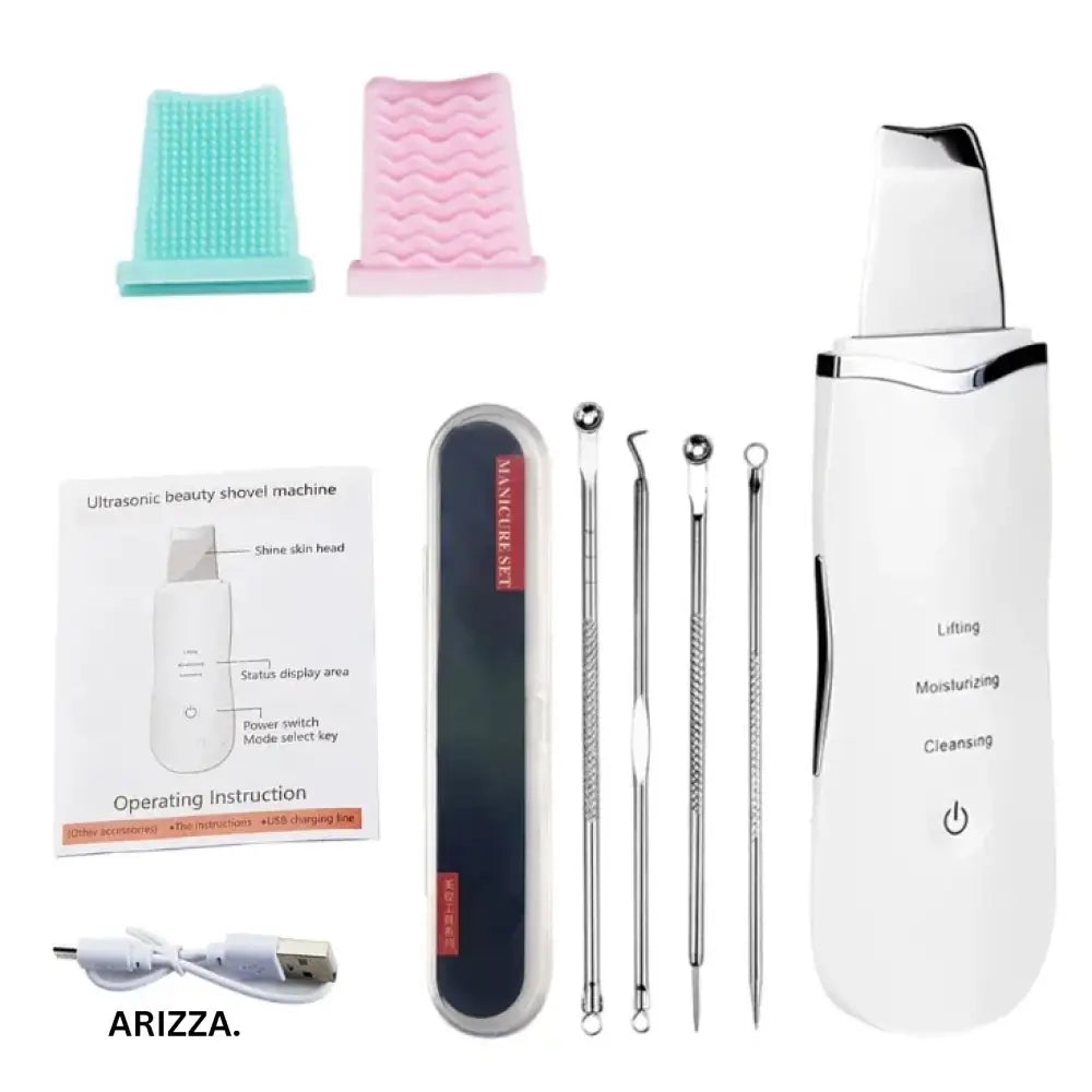 Electric Vibration Ultrasonic Skin Scrubber White kit add gift