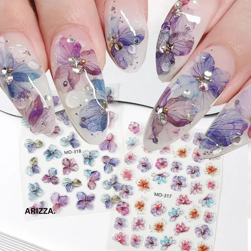 Elegant Flower Nail Decorations Sticker