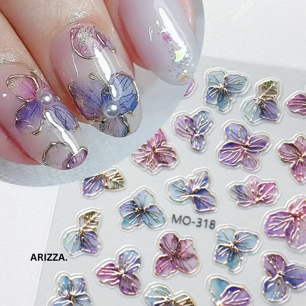 Elegant Flower Nail Decorations Sticker