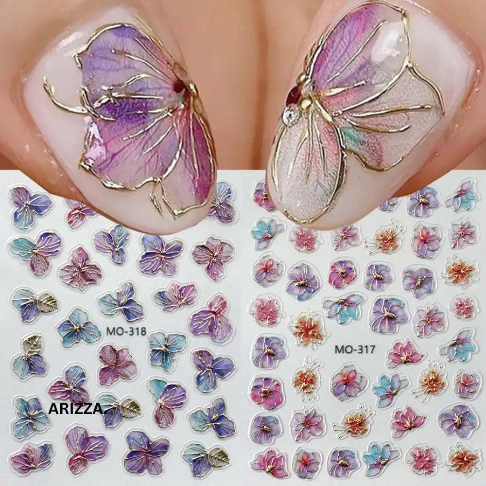 Elegant Flower Nail Decorations Sticker