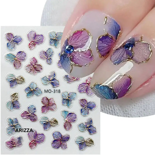 Elegant Flower Nail Decorations Sticker