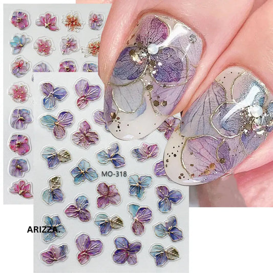 Elegant Flower Nail Decorations Sticker