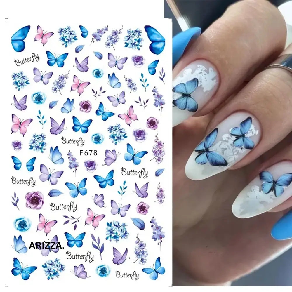 Elegant Flower Nail Decorations Sticker F678